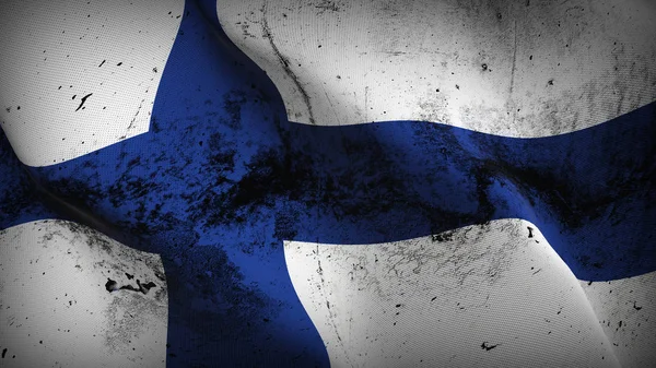 Finland Grunge Flag Waving Loop Finnish Dirty Realistic Flag Fabric — Stock Photo, Image