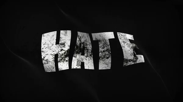 Grunge bayrak sallayarak döngü nefret ediyorum. Kirli gerçekçi bayrak Rüzgar üfleme kumaş dokusu ile nefret ediyorum.