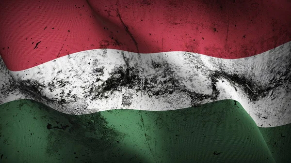 Hungary Grunge Flag Waving Loop Hungarian Dirty Realistic Flag Fabric — Stock Photo, Image