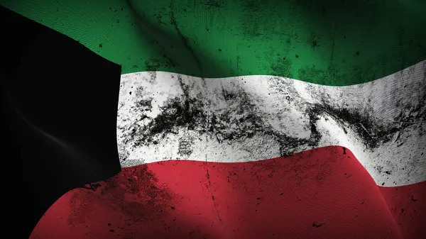 Kuwait Grunge Flag Sventola Loop Bandiera Realistica Sporca Kuwaitiana Con — Foto Stock