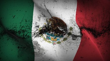 Meksika grunge bayrak sallayarak döngü. Meksika kirli gerçekçi bayrak kumaş dokulu üzerinde rüzgar esiyor.
