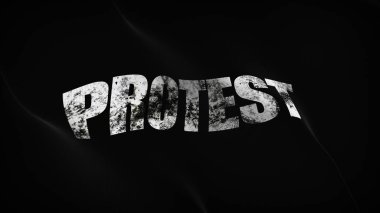 Blackgrunge bayrak sallayarak döngü protesto. Blackflag üzerinde bir rüzgar esiyor Inferno alevler içinde protesto.