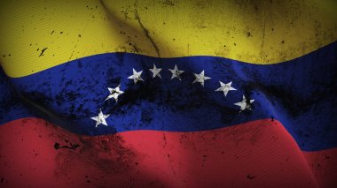 Venezuela grunge bayrak sallayarak döngü. Venezuela kirli gerçekçi bayrak kumaş dokulu üzerinde rüzgar esiyor.