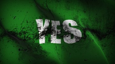 Grunge bayrak döngü sallayarak Evet. Yesdirty gerçekçi bayrak kumaş dokulu üzerinde rüzgar esiyor.