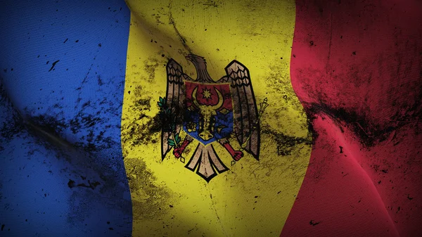 Moldova Grunge Lobogója Hullámzó Hurok Moldován Piszkos Reális Zászlót Szövet — Stock Fotó
