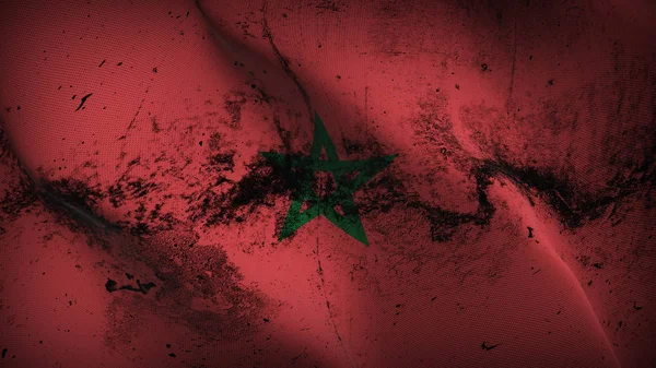 Fas grunge bayrak sallayarak döngü. Fas kirli gerçekçi bayrak kumaş dokulu üzerinde rüzgar esiyor.