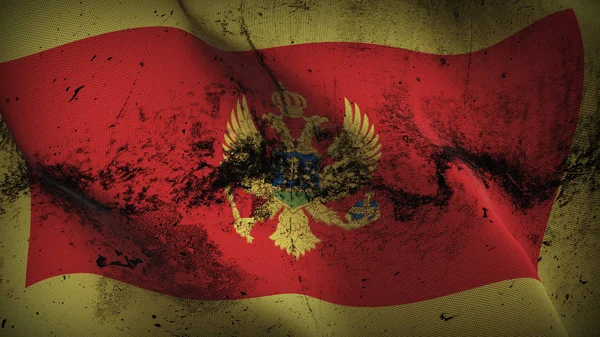 Montenegro Grunge Vlag Zwaaien Lus Vuile Realistische Kotor Met Textuur — Stockfoto