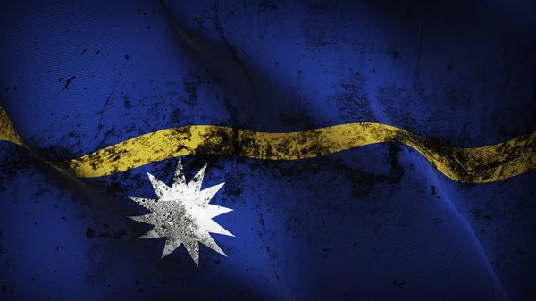 Bandera Grunge Nauru Ondeando Lazo Bandera Realista Sucia Nauruan Con — Foto de Stock