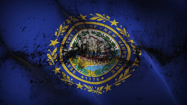 New Hampshire State Grunge Vlag Zwaaien Lus Verenigde Staten New — Stockfoto