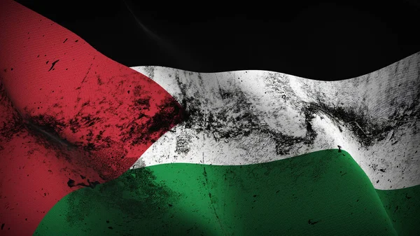 Palestina Grunge Flagga Vajande Loop Palestinska Smutsiga Realistiska Flagga Med — Stockfoto