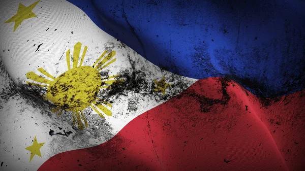 グランジのフィリピン国旗を振ってループ 風の吹いている手触りの生地とフィリピンのダーティ現実的なフラグ — ストック写真