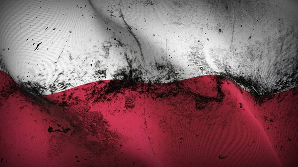 Круг Размахивания Флагом Польши Польский Грязный Реалистичный Флаг Текстурой Ткани — стоковое фото