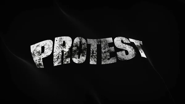 Blackgrunge bayrak sallayarak döngü protesto. Blackflag üzerinde bir rüzgar esiyor Inferno alevler içinde protesto.