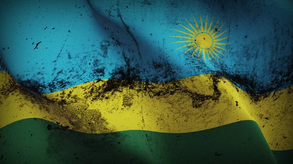 Ruanda grunge bayrak sallayarak döngü. Ruanda kirli gerçekçi bayrak kumaş dokulu üzerinde rüzgar esiyor.