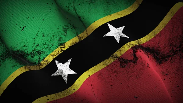 Saint Kitts Nevis Grunge Bandera Ondeando Bucle Bandera Realista Sucia — Foto de Stock