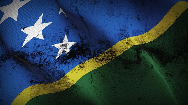 Salomon Islands Grunge Flagge Schwenkt Schleife Salomonische Inseln Schmutzige Realistische — Stockfoto