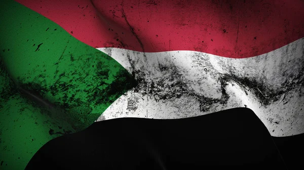 Sudan Grunge Flag Waving Loop Sudanese Dirty Realistic Flag Fabric — Stock Photo, Image
