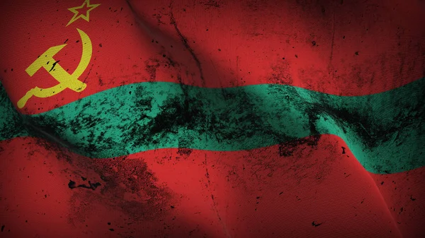 Transnistrien Grunge Flagge Schwenken Schleife Transnistrische Schmutzige Realistische Flagge Mit — Stockfoto