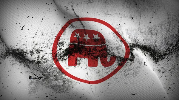 공화당 Logogrunge 흔들며 루프입니다 패브릭 바람에 날리는과 Statesrepublican Logodirty 현실적인 — 스톡 사진