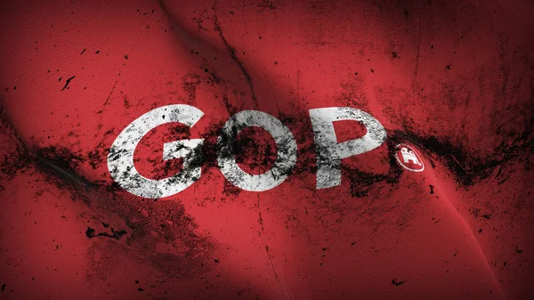 Amerika Birleşik Devletleri Cumhuriyet Gop logogrunge bayrağı sallayarak döngü. ABD Cumhuriyetçi üzerinde rüzgar esiyor kumaş dokulu logodirty gerçekçi bayrak var.