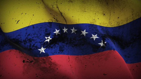 Bandera Grunge Venezuela Ondeando Lazo Bandera Realista Sucia Venezolana Con — Foto de Stock