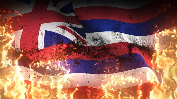Hawai Estados Unidos Grunge Bandera Guerra Ondeando Fuego Estados Unidos — Foto de Stock