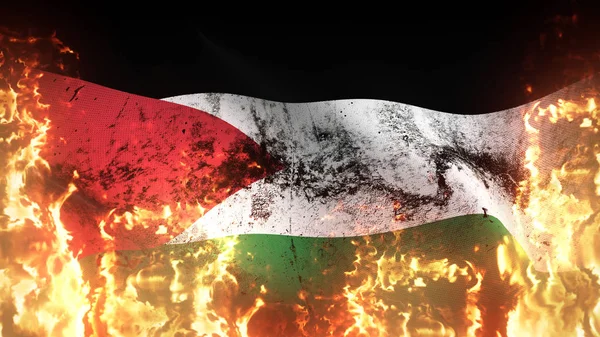 Jordan Grunge War Flag Waving Fire Jordanian Dirty Conflict Flag — Stock Photo, Image