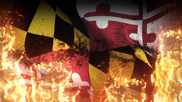 Maryland State Grunge Oorlogsvlag Wappert Brand Verenigde Staten Van Amerika — Stockfoto