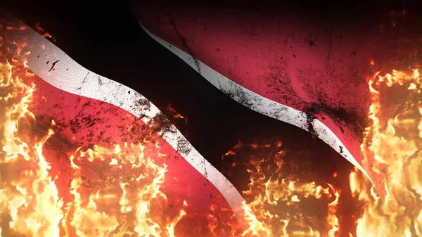 Τρινιδάδ Και Τομπάγκο Grunge Σημαία Πόλεμο Κυματίζει Στην Πυρκαγιά Σημαία — Φωτογραφία Αρχείου