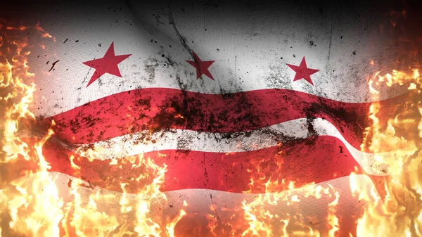 Washington Capitolio Grunge Bandera Guerra Agitando Fuego Estados Unidos América — Foto de Stock