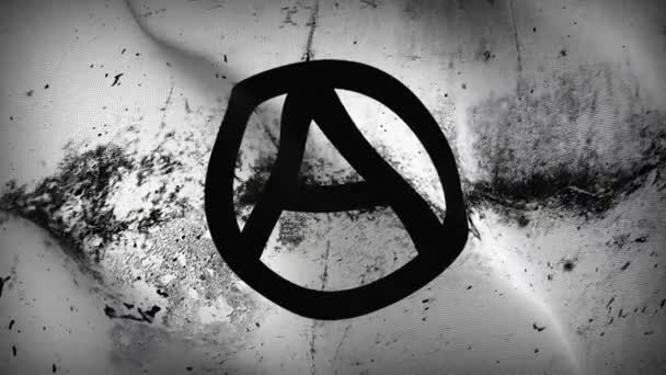 Anarşi Logosu Grunge Bayrak Sallama Döngüsü Anarşi Logosu Rüzgarda Dalgalanan — Stok video