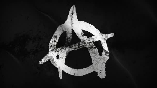 Anarchy Symbol Alb Grunge Negru Steag Fluturând Buclă Simbolul Anarhiei — Videoclip de stoc