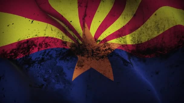 Arizona Eua Estado Grunge Bandeira Acenando Loop Estados Unidos América — Vídeo de Stock