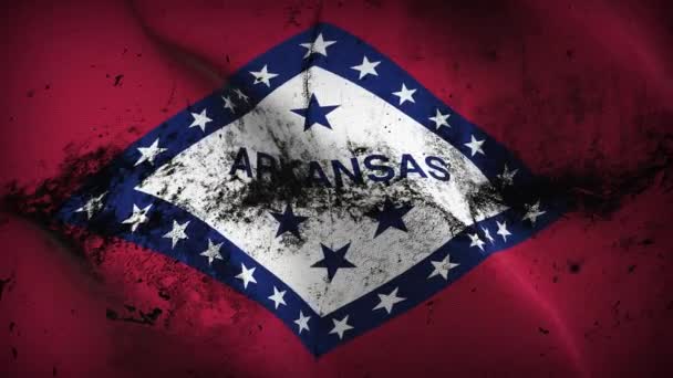 Arkansas Stati Uniti Bandiera Grunge Sventolando Loop Stati Uniti America — Video Stock