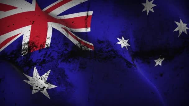 Ausztrália Grunge Zászló Lengő Hurok Ausztrál Piszkos Zászló Fúj Szél — Stock videók
