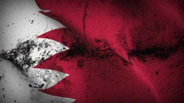 Bahreyn grunge bayrak sallama döngüsü. Bahreyn kirli bayrağı rüzgarda dalgalanıyor.