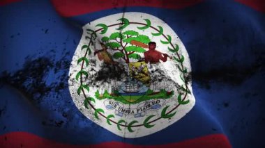 Belize 'de bayrak sallama döngüsü. Belize 'nin kirli bayrağı rüzgarda dalgalanıyor.