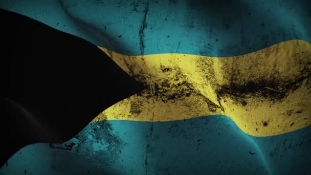 Bahamas Grunge Flag Waving Loop Bandera Sucia Bahameña Que Sopla — Vídeo de stock