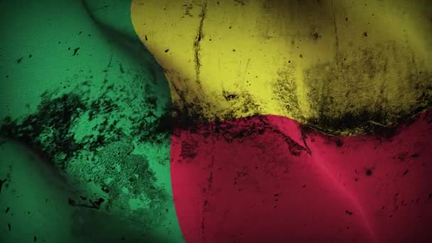 Benin Grunge Vlag Zwaaiende Lus Beninese Vuile Vlag Waait Wind — Stockvideo