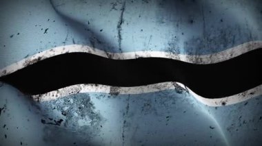 Botswana grunge bayrak sallama döngüsü. Botswana kirli bayrağı rüzgarda dalgalanıyor.