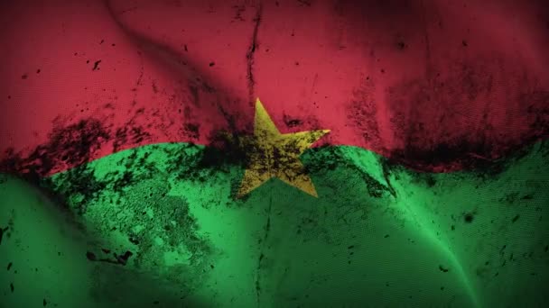 Burkina Faso Grunge Vlag Zwaaiende Lus Burkinabe Vuile Vlag Waait — Stockvideo