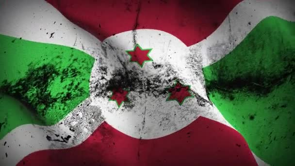 Burundi Grunge Zászló Lengő Hurok Burundian Piszkos Zászló Fúj Szél — Stock videók