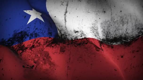 Χιλή Grunge Σημαία Κυματίζει Βρόχο Χιλιανή Βρώμικη Σημαία Που Φυσάει — Αρχείο Βίντεο