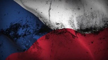 Çek Cumhuriyeti grunge bayrak sallama döngüsü. Çek Cumhuriyeti kirli bayrağı rüzgarda dalgalanıyor.