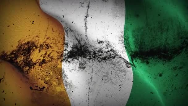 Bandera Grunge Cote Ivoire Ondeando Bucle Bandera Sucia Costa Marfil — Vídeo de stock