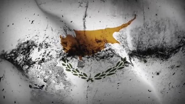 Cyprus Grunge Flag Waving Loop Cypriot Dirty Flag Blowing Wind — Stock Video