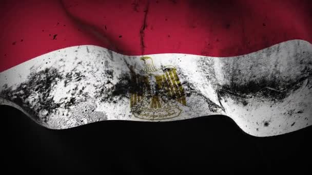 Egypte Drapeau Grunge Agitant Boucle Drapeau Sale Égyptien Soufflant Sur — Video