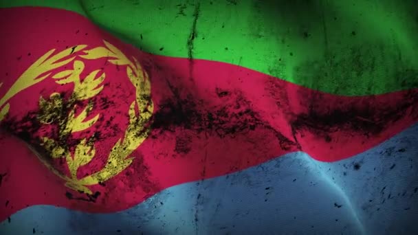 Eritrea Grunge Vlag Zwaaien Lus Eritrese Vuile Vlag Waait Wind — Stockvideo