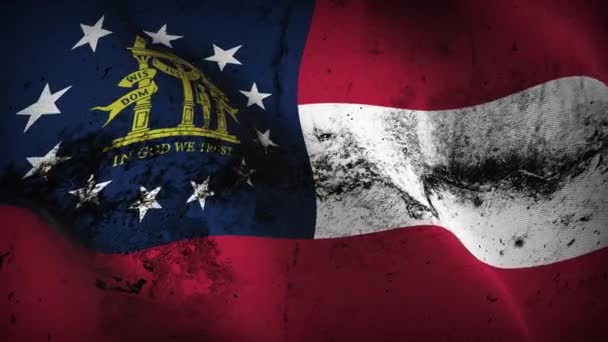 Georgia State Grunge Flagga Viftande Loop Amerikas Förenta Stater Georgien — Stockvideo
