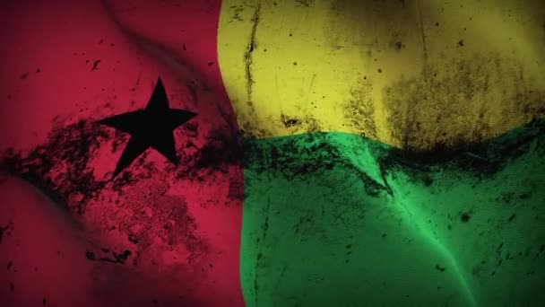 Guinee Bissau Grunge Vlag Zwaaien Lus Guinee Bissau Vuile Vlag — Stockvideo